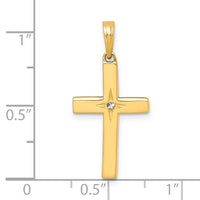 14K w/Rhodium D/C Cross Pendant-K10067