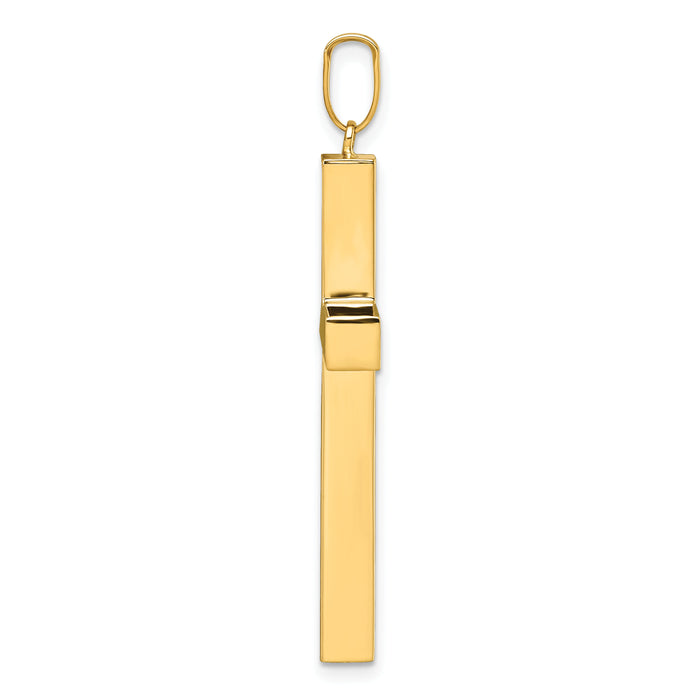 14k Polished Hollow Cross Pendant-K10068