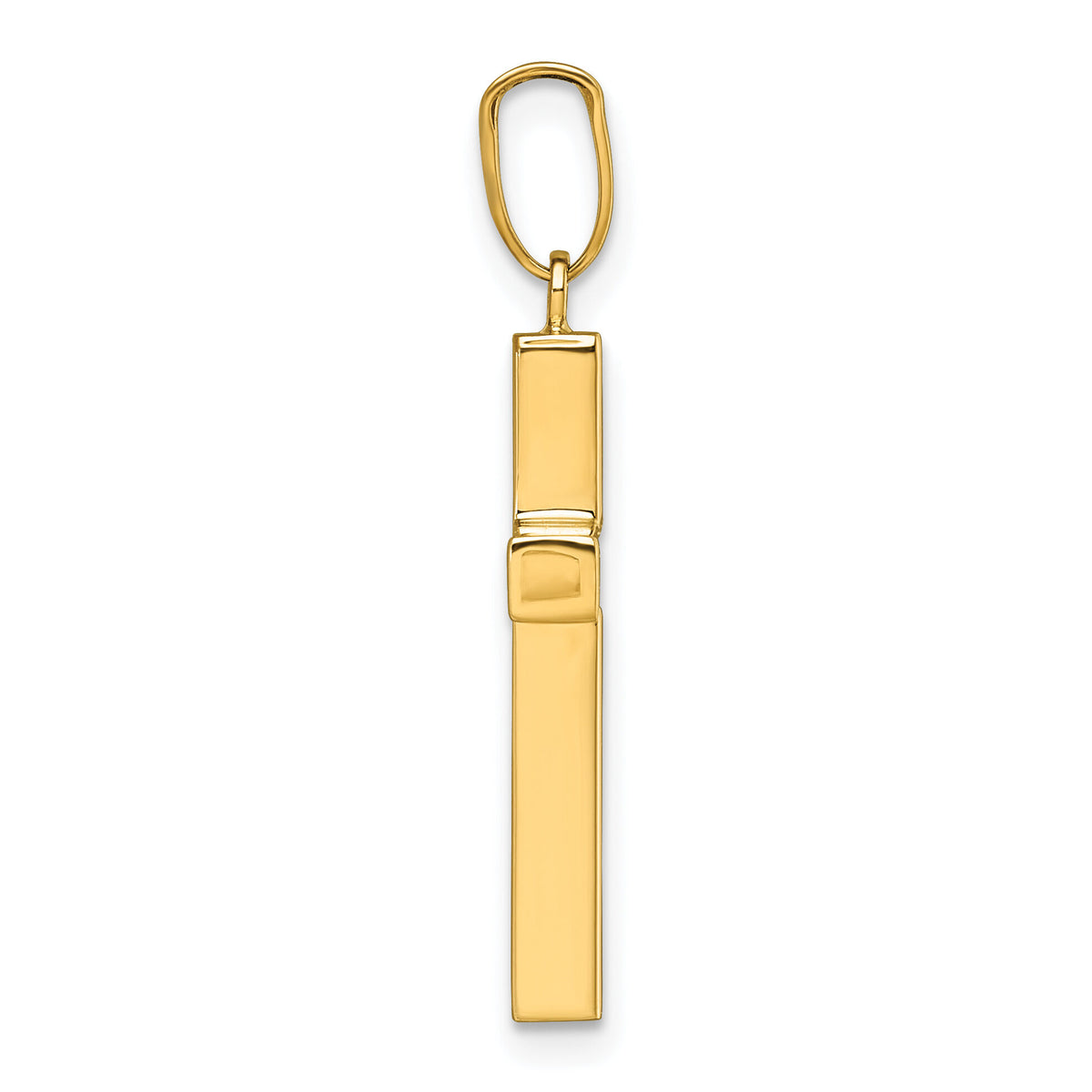 14K Polished Hollow Cross Pendant-K10069