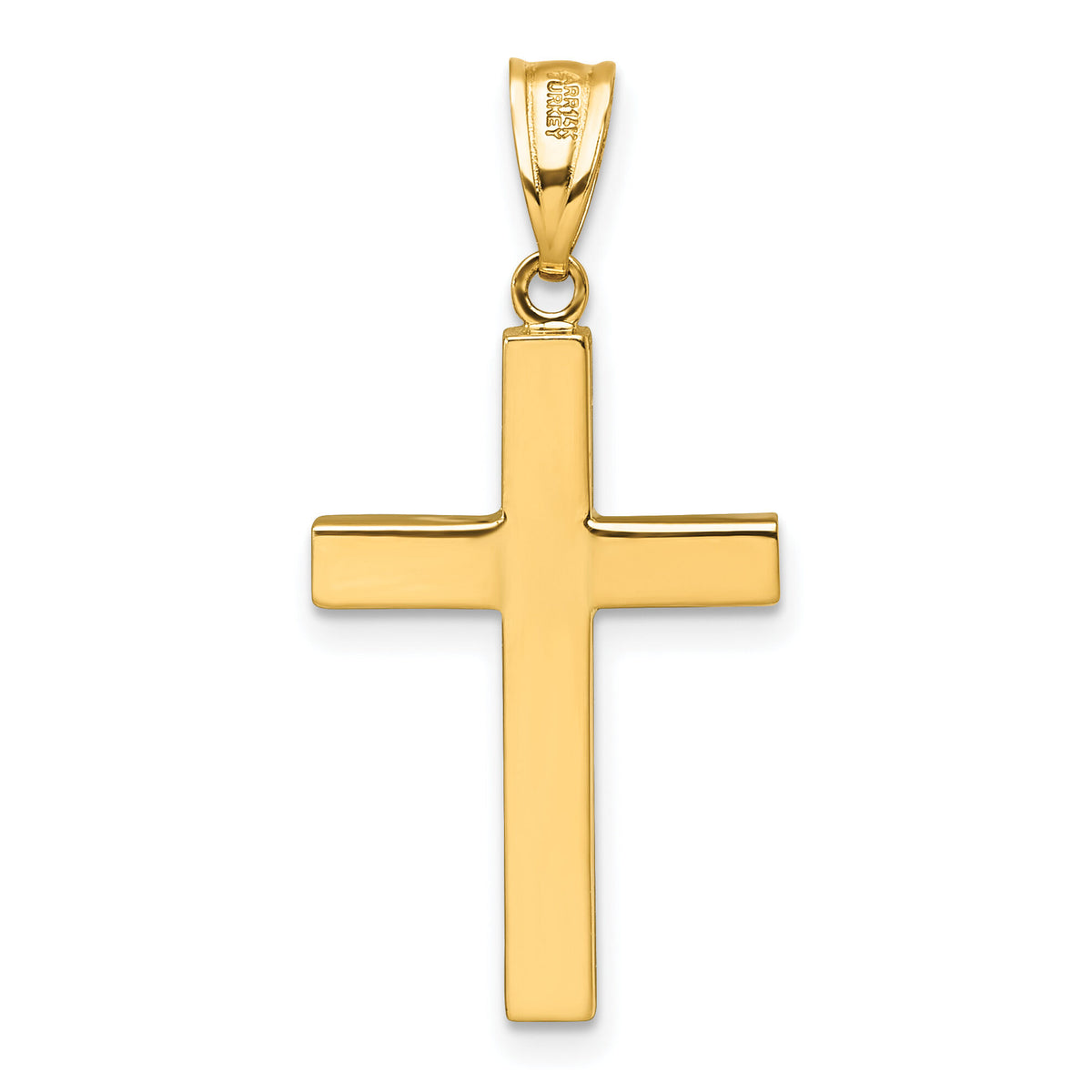14K Polished Hollow Cross Pendant-K10069