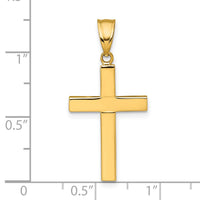 14K Polished Hollow Cross Pendant-K10069