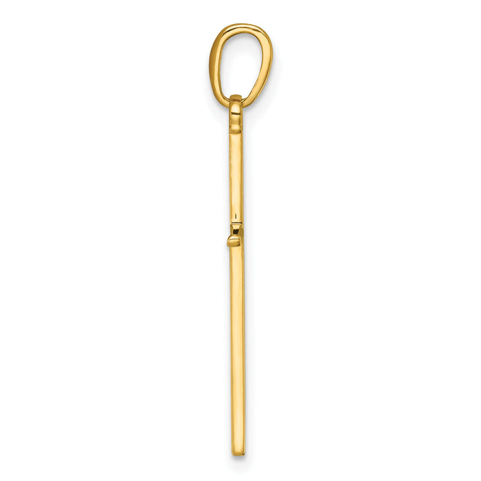 14K 3-D and Polished Stick Cross Charm-K10073