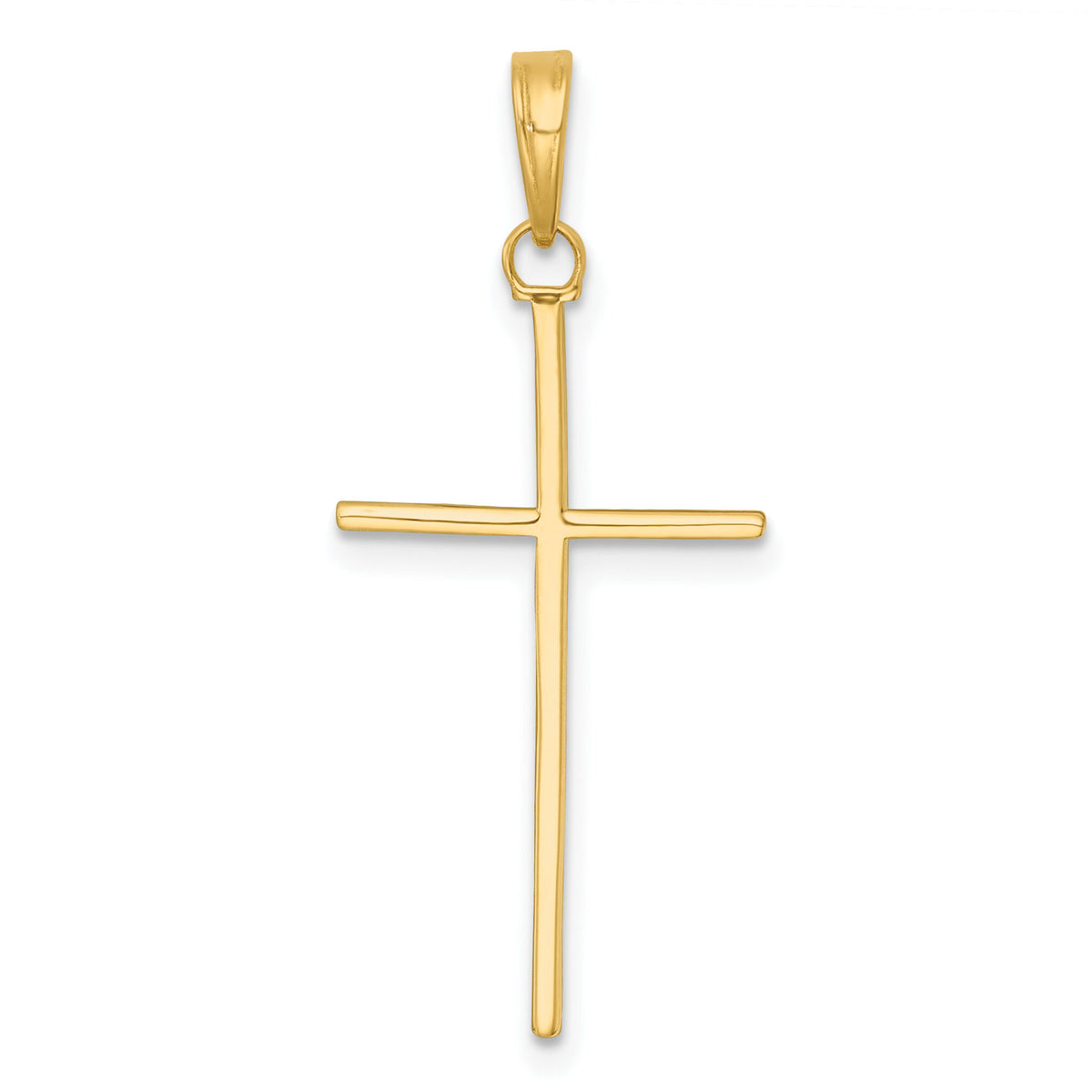14K 3-D and Polished Stick Cross Charm-K10073