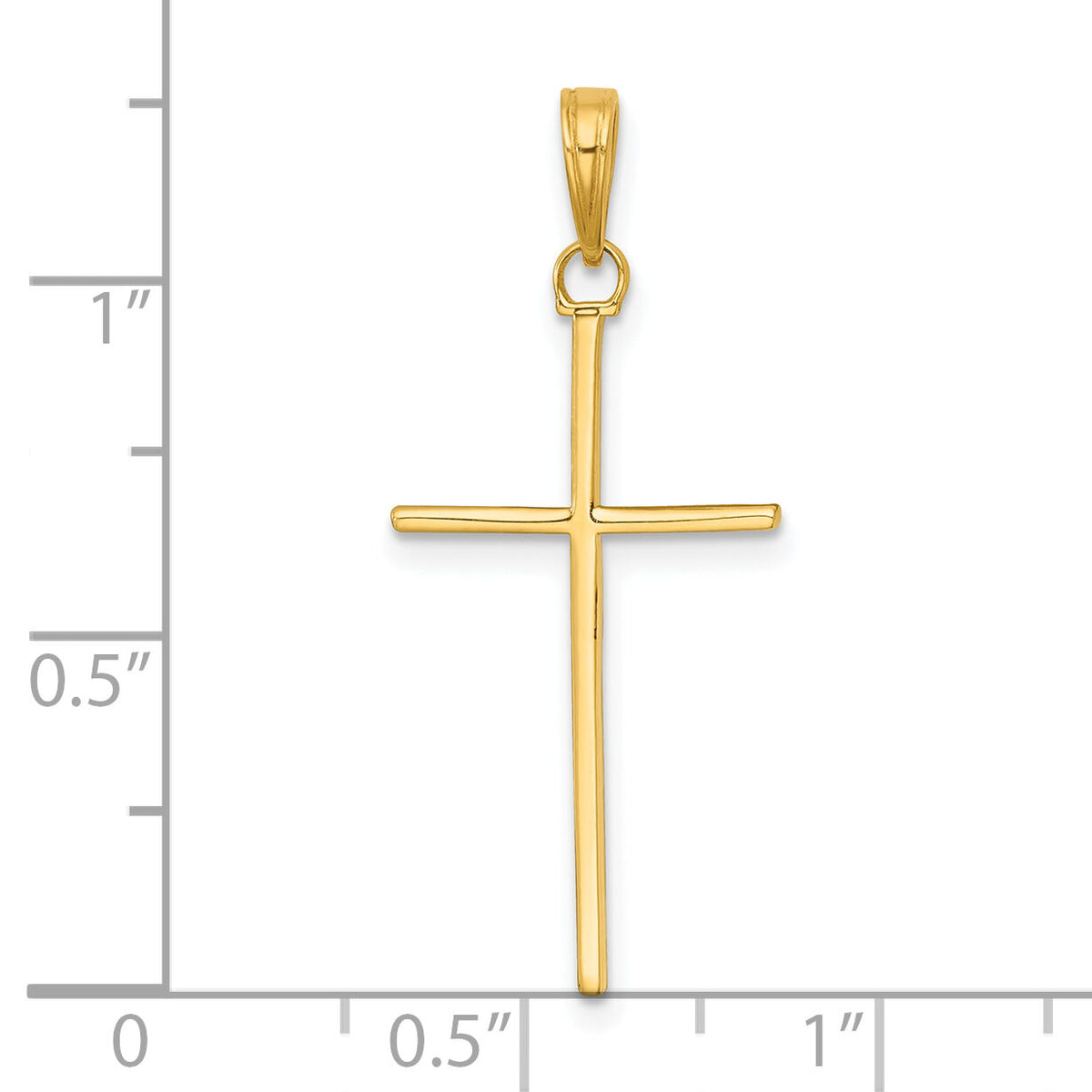 14K 3-D and Polished Stick Cross Charm-K10073