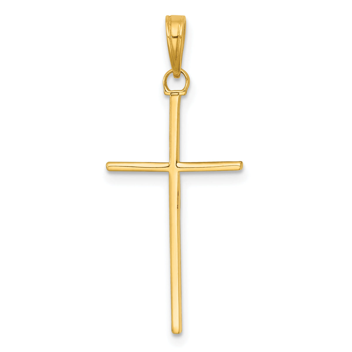 14K 3-D and Polished Stick Cross Charm-K10073