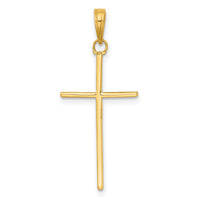 14K 3-D and Polished Stick Cross Charm-K10073