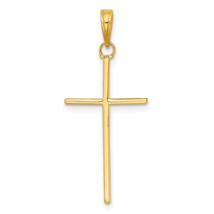 14K 3-D and Polished Stick Cross Charm-K10073