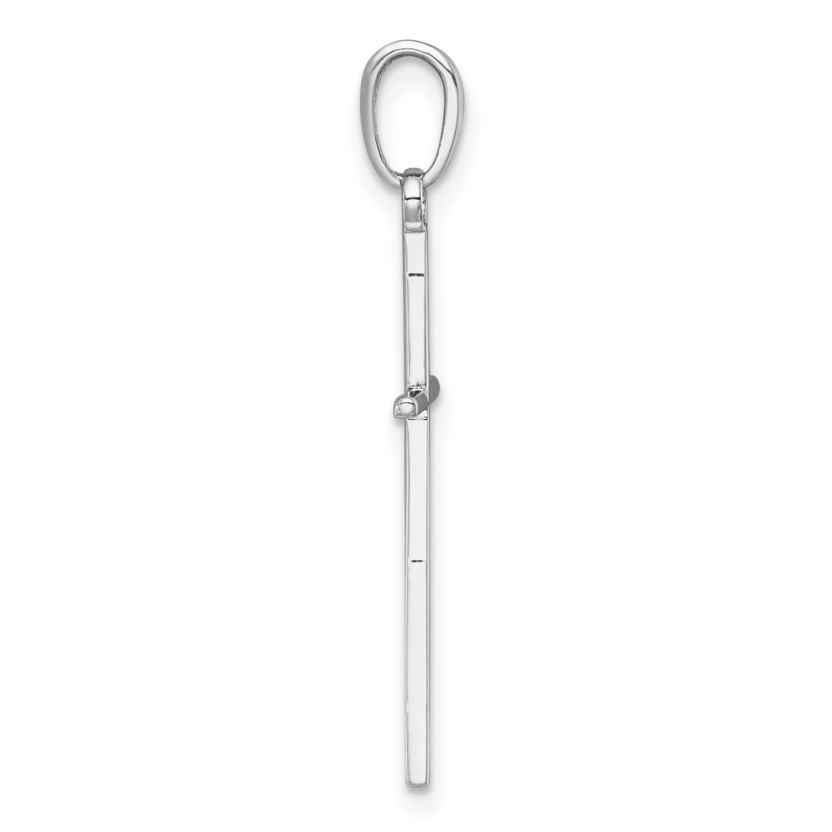 14K White Gold 3-D and Polished Stick Cross Charm-K10073W