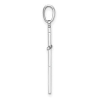 14K White Gold 3-D and Polished Stick Cross Charm-K10073W