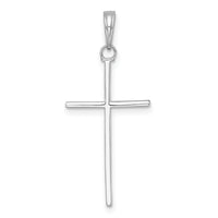 14K White Gold 3-D and Polished Stick Cross Charm-K10073W
