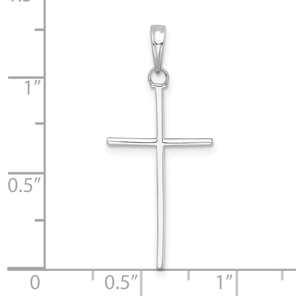14K White Gold 3-D and Polished Stick Cross Charm-K10073W