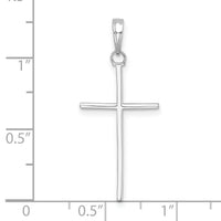14K White Gold 3-D and Polished Stick Cross Charm-K10073W