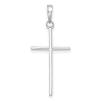 14K White Gold 3-D and Polished Stick Cross Charm-K10073W