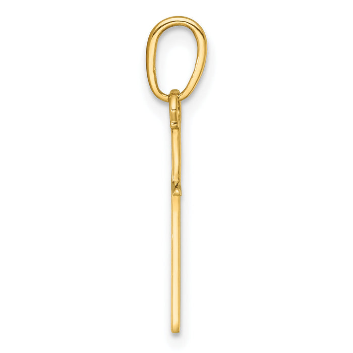 14K 3-D and Polished Stick Cross Charm-K10074