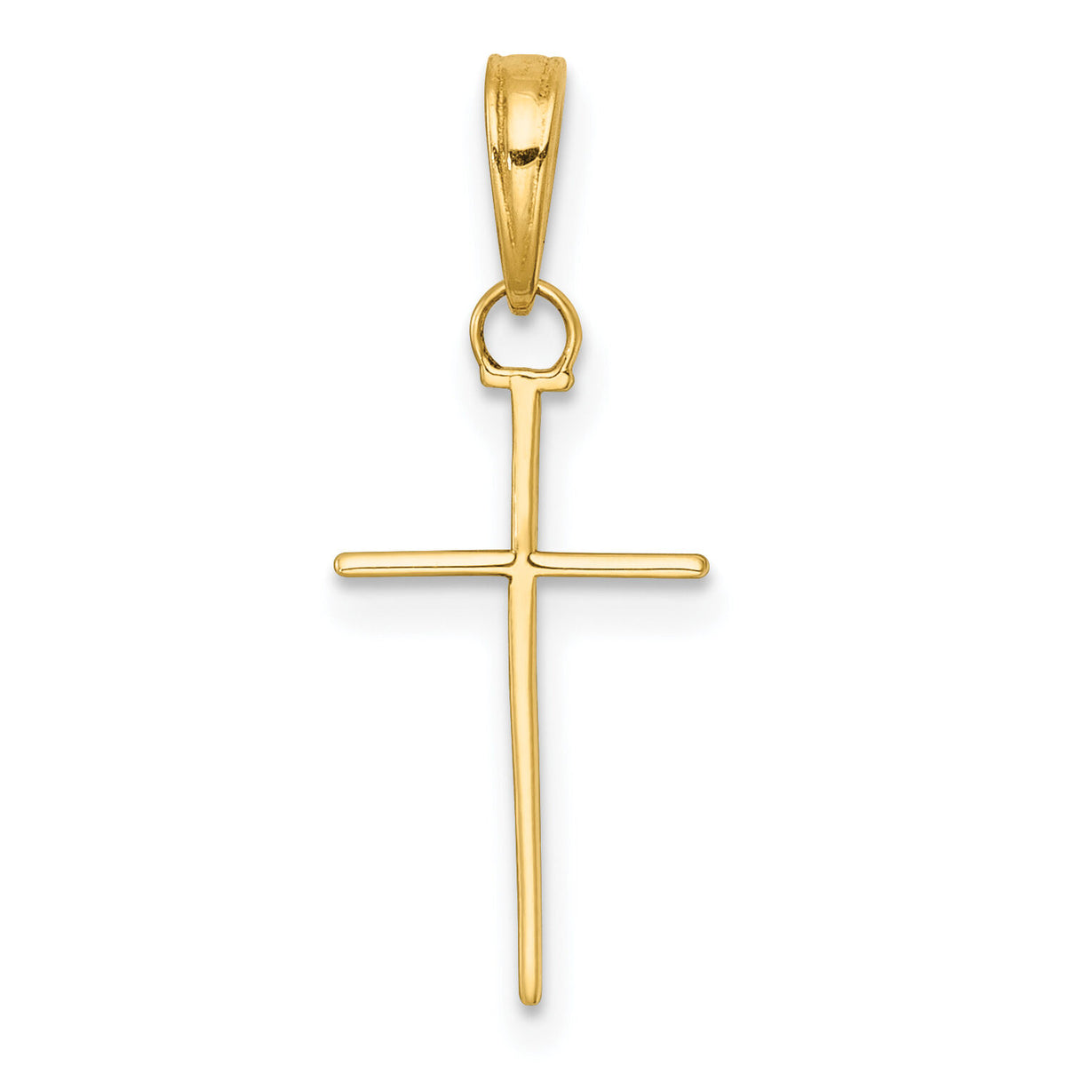 14K 3-D and Polished Stick Cross Charm-K10074