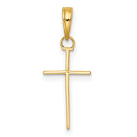 14K 3-D and Polished Stick Cross Charm-K10074