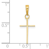 14K 3-D and Polished Stick Cross Charm-K10074