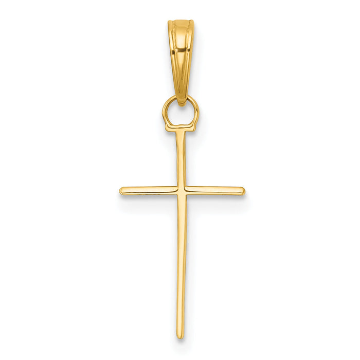 14K 3-D and Polished Stick Cross Charm-K10074