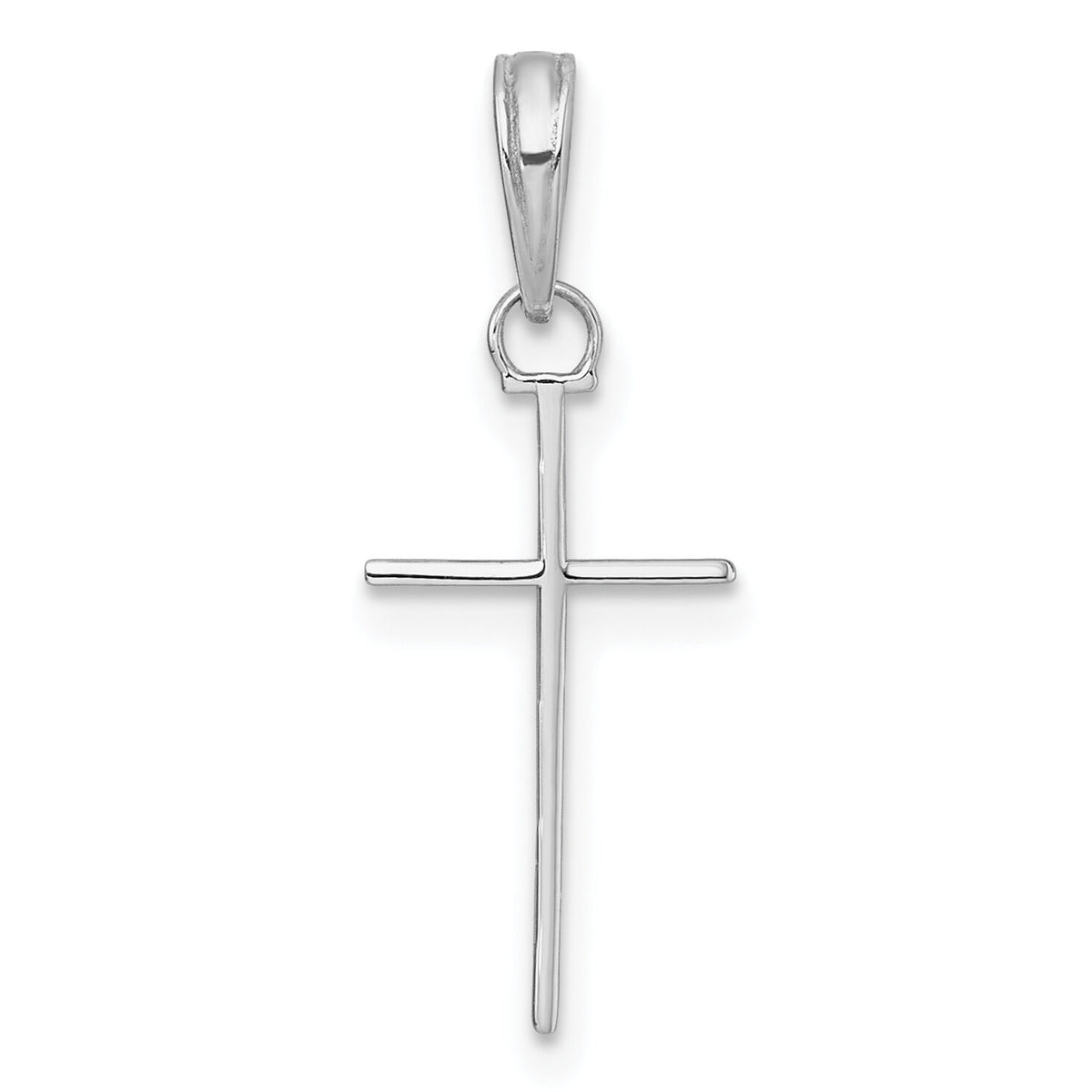 14K White Gold 3-D and Polished Stick Cross Charm-K10074W
