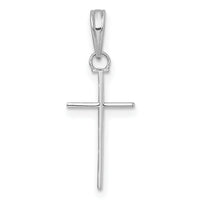 14K White Gold 3-D and Polished Stick Cross Charm-K10074W