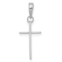 14K White Gold 3-D and Polished Stick Cross Charm-K10074W