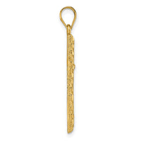 14k Polished Diamond-cut Textured Fancy Cross Pendant-K10075
