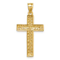 14k Polished Diamond-cut Textured Fancy Cross Pendant-K10075