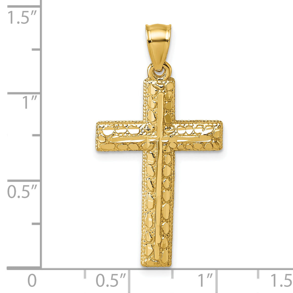 14k Polished Diamond-cut Textured Fancy Cross Pendant-K10075