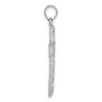 14k Polished White Gold Diamond-cut Fancy Cross Pendant-K10075W