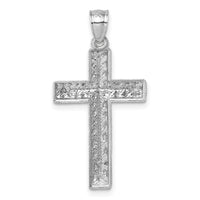 14k Polished White Gold Diamond-cut Fancy Cross Pendant-K10075W