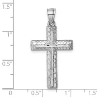 14k Polished White Gold Diamond-cut Fancy Cross Pendant-K10075W