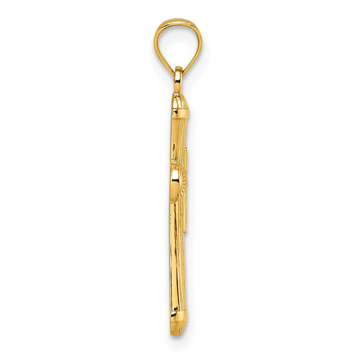 14k Polished and D/C Grooved Cross Pendant-K10076