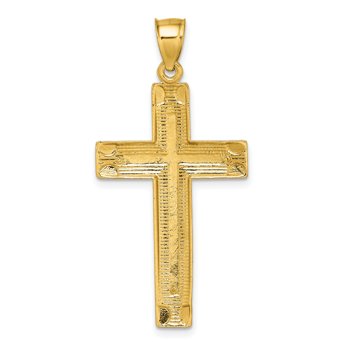14K Polished Diamond-cut Textured Fancy Cross Pendant-K10078