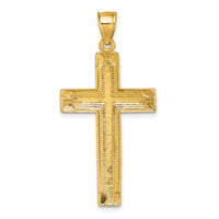 14K Polished Diamond-cut Textured Fancy Cross Pendant-K10078