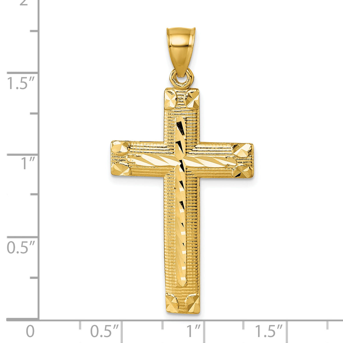 14K Polished Diamond-cut Textured Fancy Cross Pendant-K10078