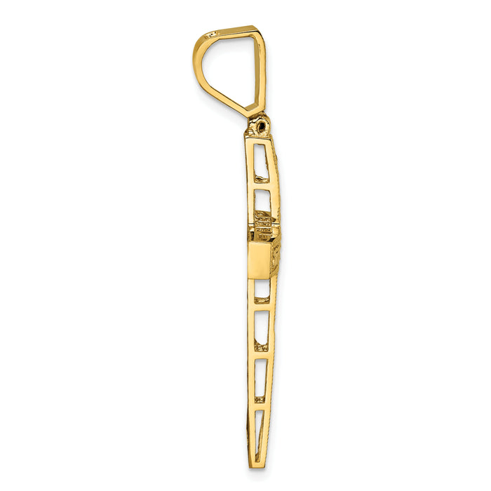 14k Polished Diamond-cut Fancy Cross Pendant-K10079