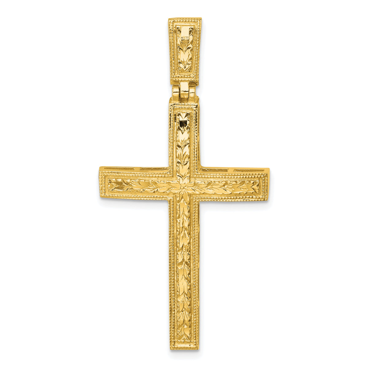 14k Polished Diamond-cut Fancy Cross Pendant-K10079