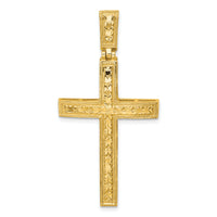 14k Polished Diamond-cut Fancy Cross Pendant-K10079