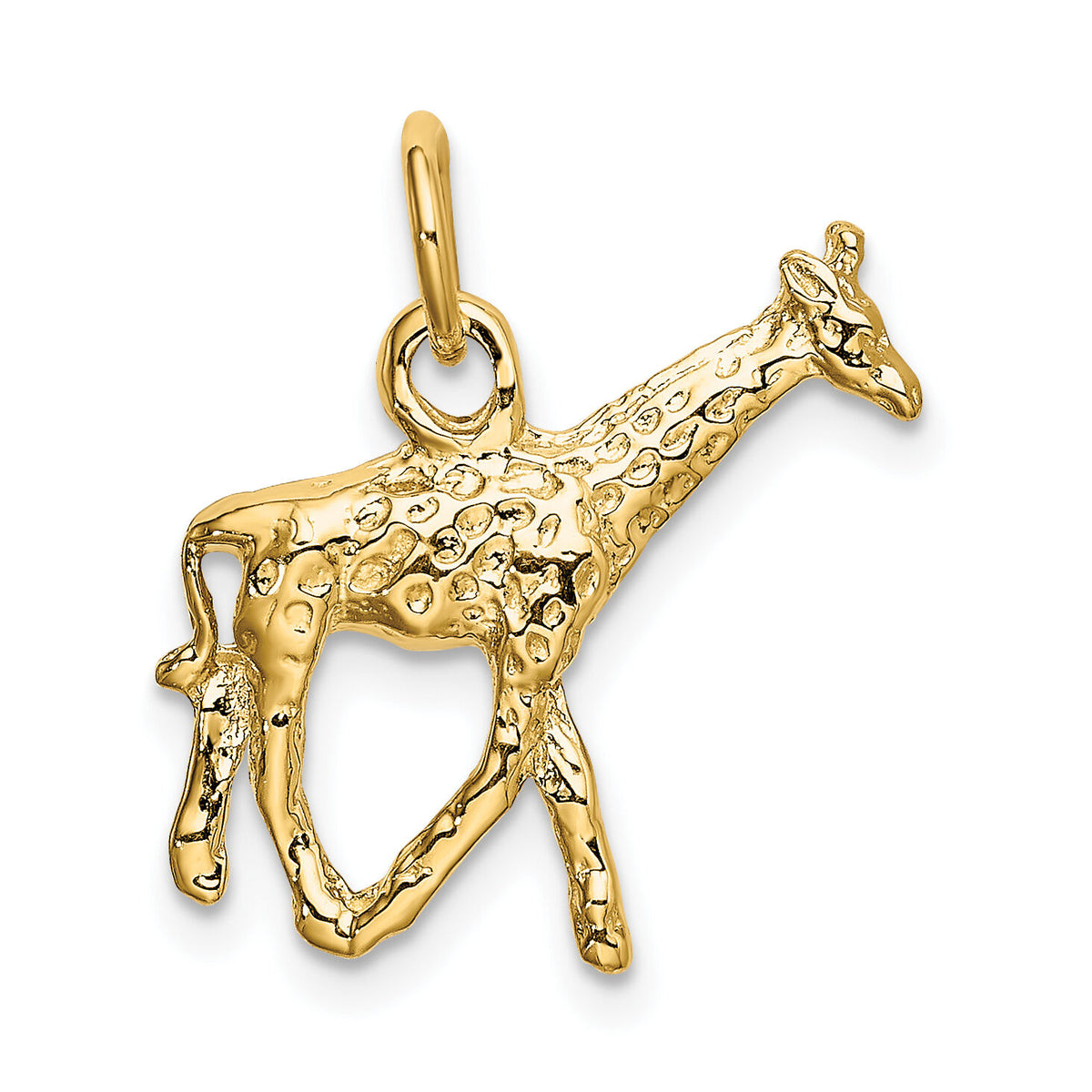 14k Solid Polished 3-D Giraffe Charm-K1008