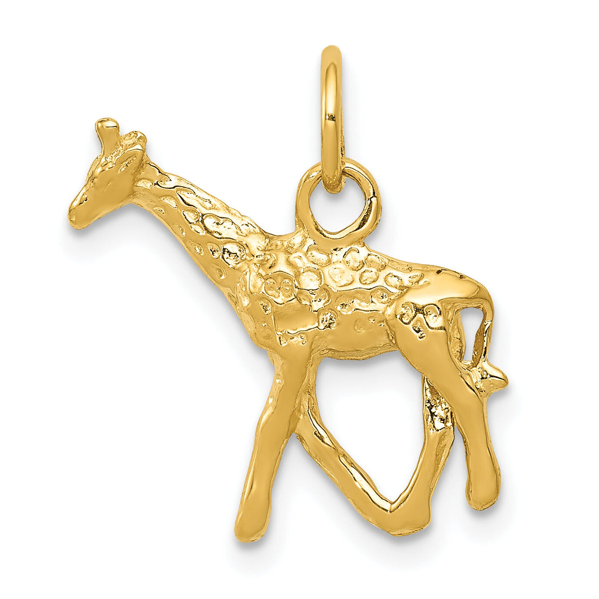 14k Solid Polished 3-D Giraffe Charm-K1008