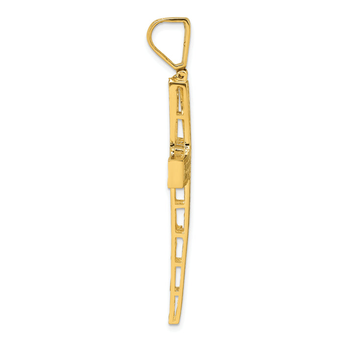 14k Polished Diamond-cut Fancy Cross Pendant-K10080