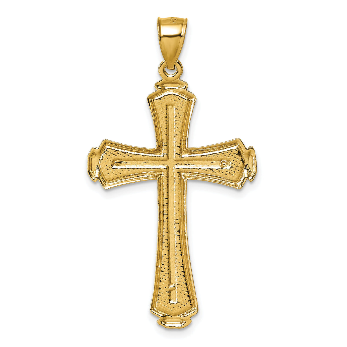 14k Polished Diamond-cut Textured Fancy Cross Pendant-K10083