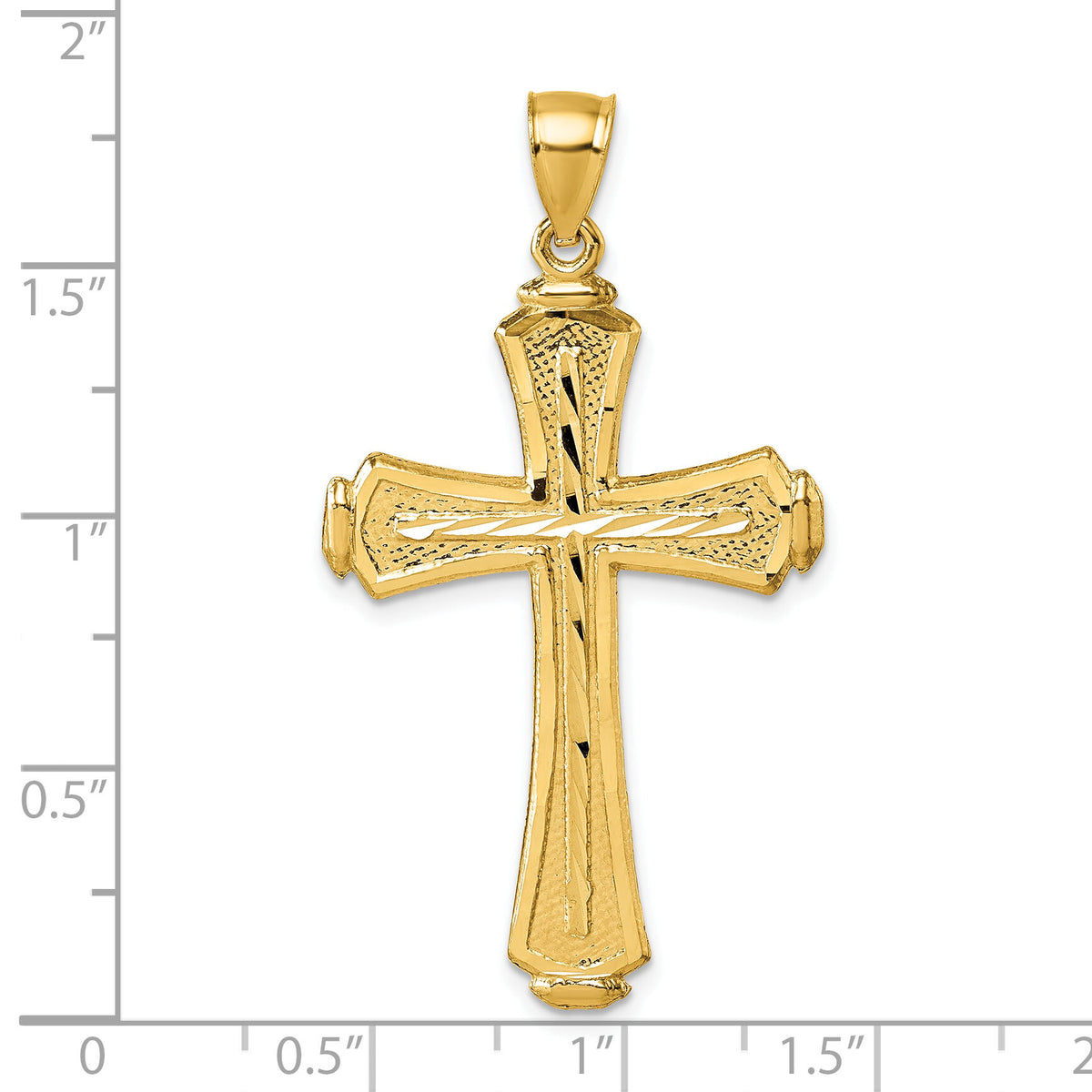 14k Polished Diamond-cut Textured Fancy Cross Pendant-K10083