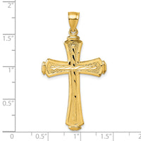 14k Polished Diamond-cut Textured Fancy Cross Pendant-K10083