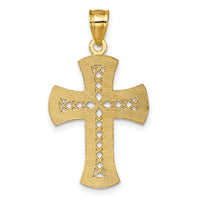 14k Polished Diamond-cut Textured Fancy Cross Pendant-K10085
