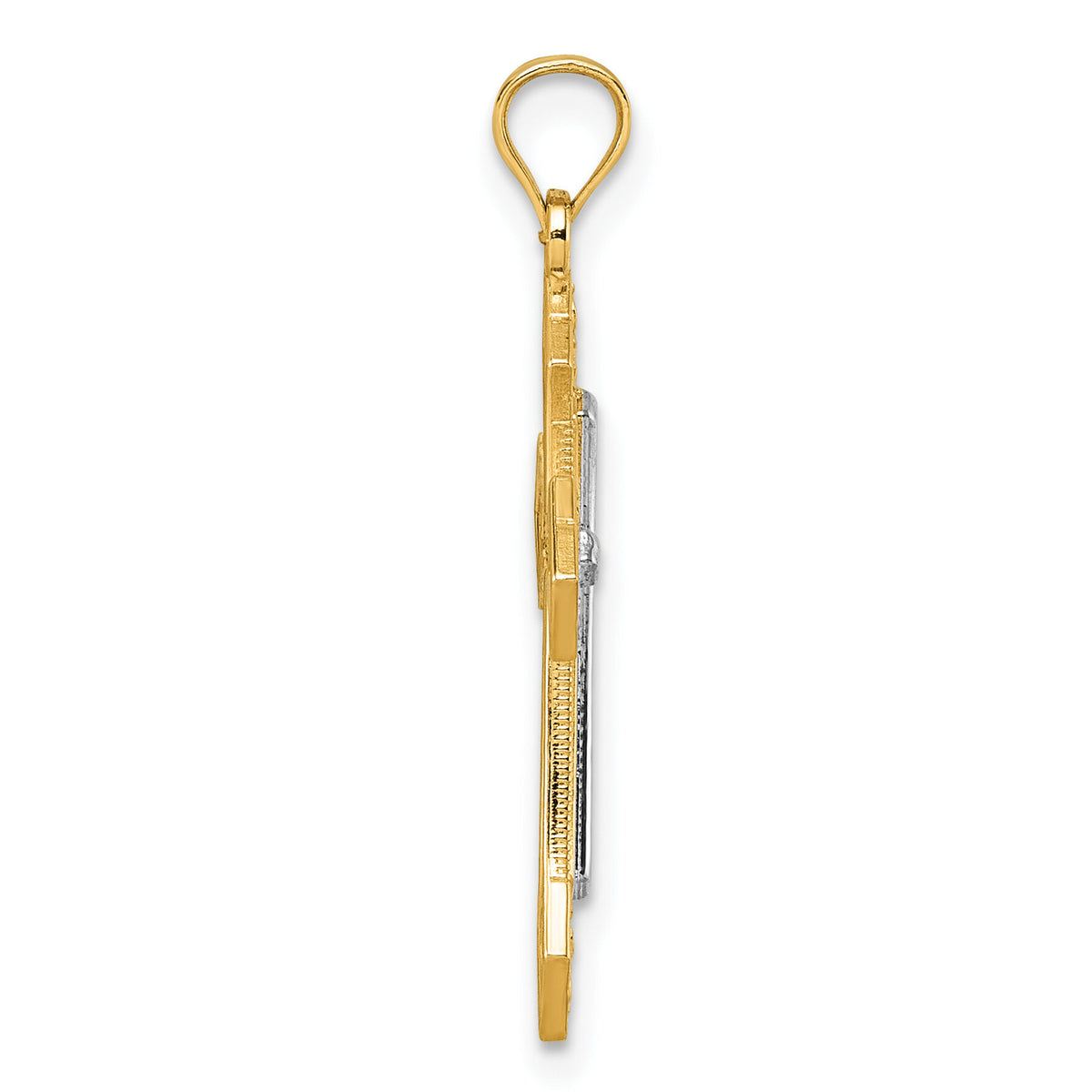 14k Two-tone Diamond Cut Polished Cross Pendant-K10086