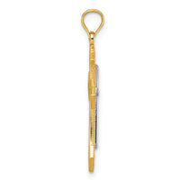 14k Two-tone Diamond Cut Polished Cross Pendant-K10086