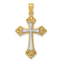 14k Two-tone Diamond Cut Polished Cross Pendant-K10086