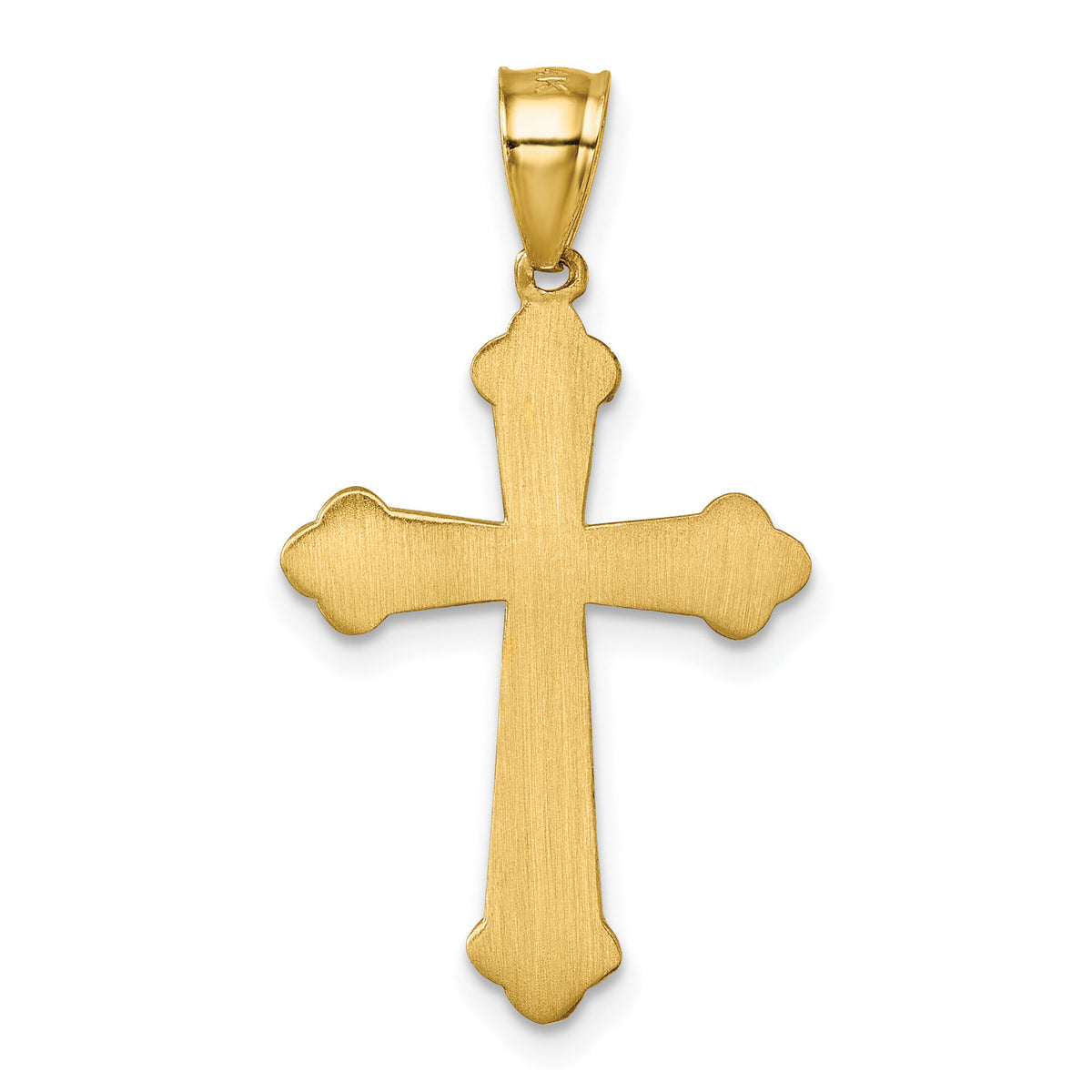 14k Polished Diamond-cut Textured Fancy Cross Pendant-K10088