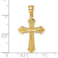 14k Polished Diamond-cut Textured Fancy Cross Pendant-K10088